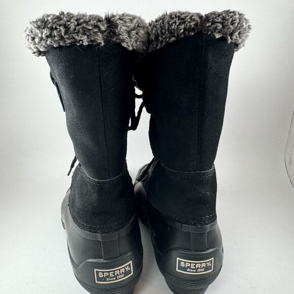 Sperry Black Syren Strait Quarter‎ Faux Fur Rubber Winter Boots Women’s 8.5 - Picture 4 of 7